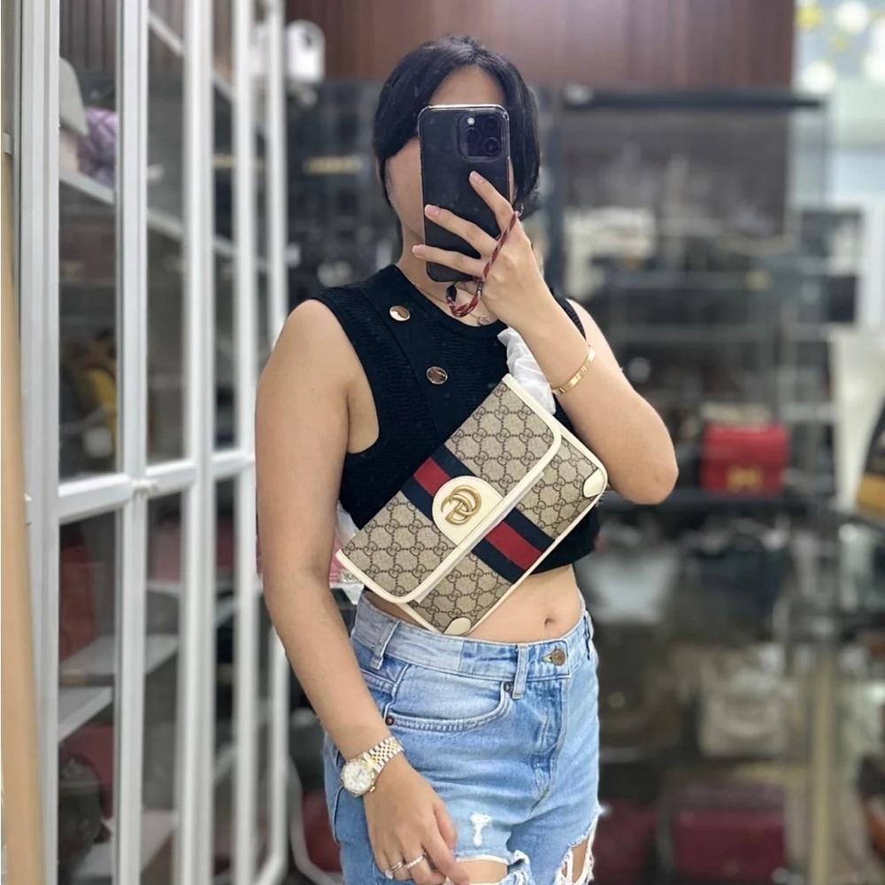 Women’s Gucci brown/white GG canvas web Ophedia  Belt bag 80cm/32” adjustable - Picture 14 of 15